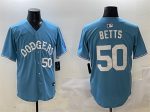 Los Angeles Dodgers #50 Mookie Betts Light Blue Limited Stitched Jersey