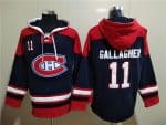 Montreal Canadiens #11 Brendan Gallagher Navy Red Lace-Up Pullover Hoodie