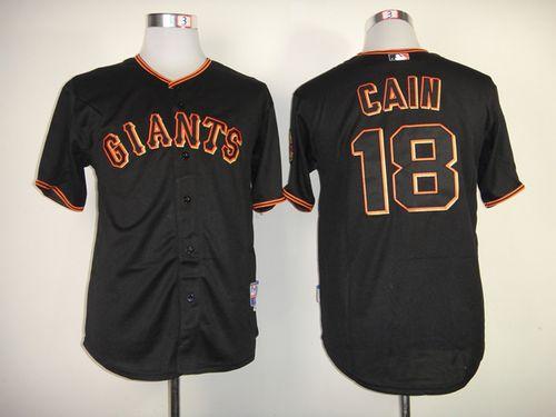 Giants #18 Matt Cain Black Stitched Jersey