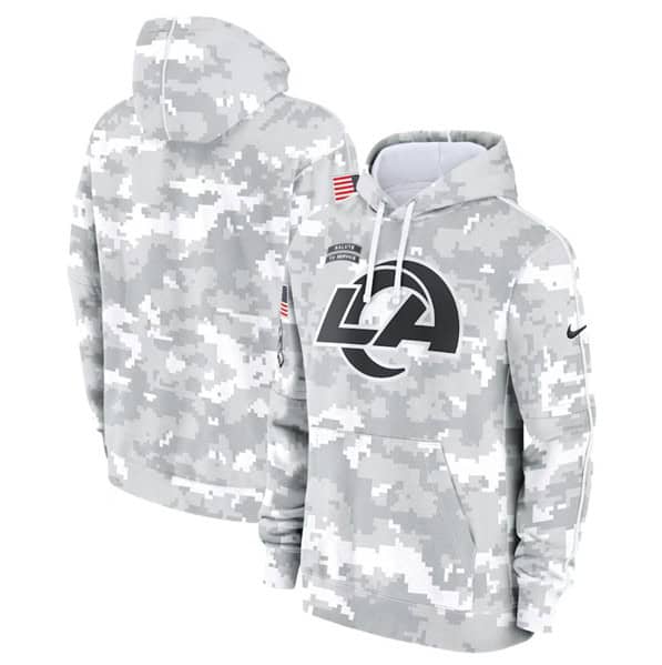 Los Angeles Rams 2024 Arctic Camo Salute To Service Club Fleece Pullover Hoodie