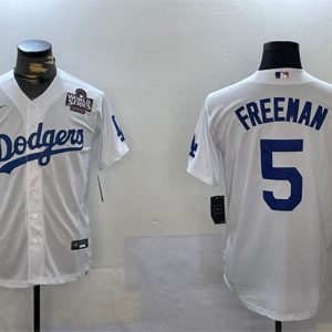 Los Angeles Dodgers #5 Freddie Freeman White 2024 World Series Cool Base Stitched Jersey