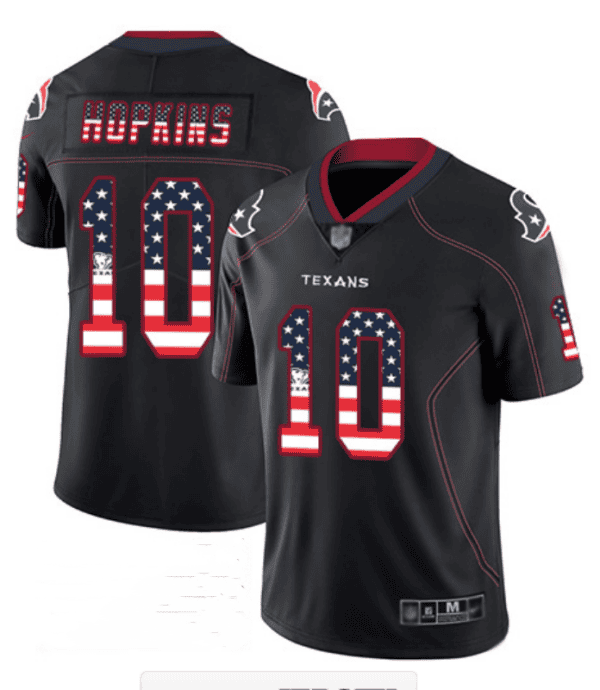 Houston Texans #10 DeAndre Hopkins Black USA Flag Color Rush Limited Fashion Stitched Jersey