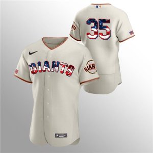 San Francisco Giants Cream #35 Brandon Crawford 2020 Stars Stripes Flex Base Stitched Jersey