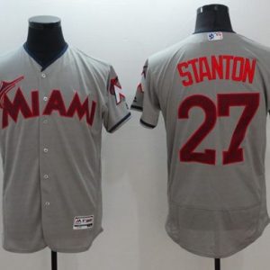 Marlins #27 Giancarlo Stanton Grey Fashion Stars Stripes Flexbase Authentic Stitched Jersey