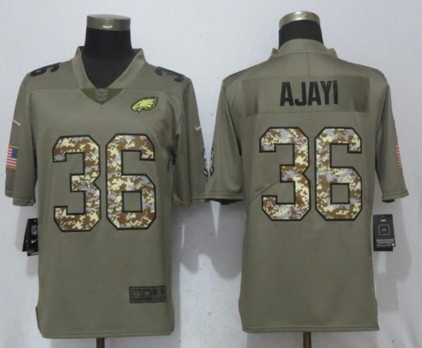 Philadelphia Eagles #36 Jay Ajayi Olive Camo Salute To Service Limited Stitched Jersey