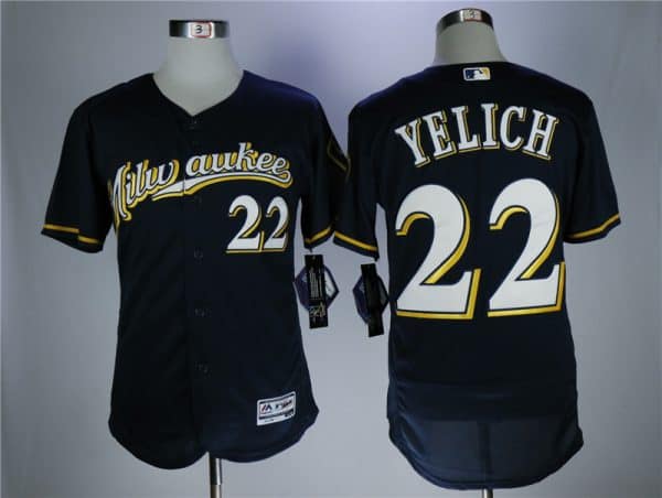 Milwaukee Brewers #22 Christian Yelich Navy Flexbase Stitched Jersey