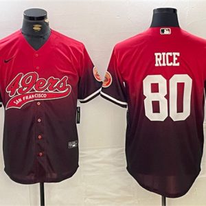 San Francisco 49ers #80 Jerry Rice Red Black With Patch Cool Base Stitched Jersey