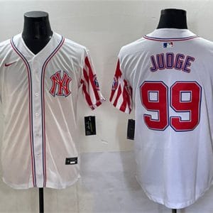 New York Yankees #99 Aaron Judge White 2025 Independence Day Vapor Limited Stitched Jersey