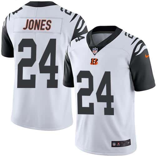 Bengals #24 Adam Jones White Stitched Limited Rush Nike Jersey