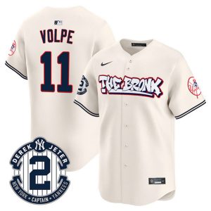 New York Yankees #11 Anthony Volpe Cream The Bronx Graffiti V2 Vapor Limited Stitched Jersey