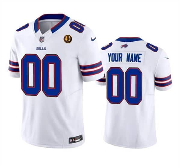 Buffalo Bills Custom White 2023 F.U.S.E. With John Madden Patch Vapor Limited Stitched Jersey