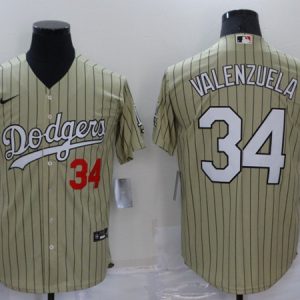 Los Angeles Dodgers #34 Toro Valenzuela Cream Cool Base Stitched Jersey