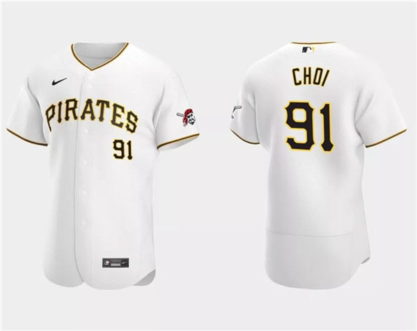 Pittsburgh Pirates #91 Ji Man Choi White Flex Base Stitched Jersey