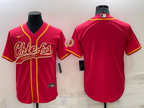 Kansas City Chiefs Blank Red Cool Base Stitched Baseball Jersey