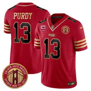San Francisco 49ers #13 Brock Purdy Red F.U.S.E. Golden Gate Bridge With 1-Star C Patch Balck Scarlet Vapor Limited Stitched Jersey
