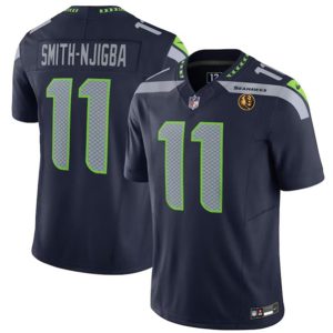 Seattle Seahawks #11 Jaxon Smith-Njigba Navy 2023 F.U.S.E. With John Madden Patch Vapor Limited Stitched Jersey