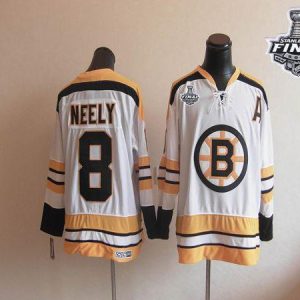 CCM Throwback Bruins Stanley Cup Finals Patch #8 Cam Neely White Stitched Jersey