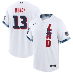 Los Angeles Dodgers #13 Max Muncy 2021 White All-Star Cool Base Stitched Jersey