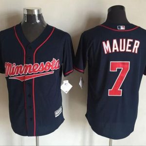 Twins #7 Joe Mauer Navy Blue New Cool Base Stitched Jersey
