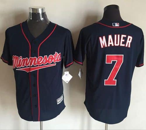 Twins #7 Joe Mauer Navy Blue New Cool Base Stitched Jersey