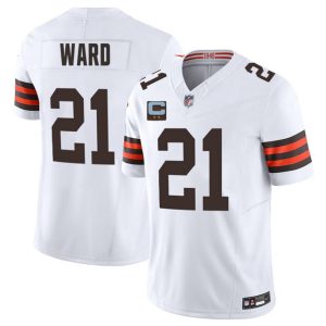 Cleveland Browns #21 Denzel Ward White 2025 F.U.S.E. With 2-Star C Patch Vapor Limited Stitched Jersey
