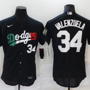 Los Angeles Dodgers #34 Toro Valenzuela Black World Series Stitched Jersey