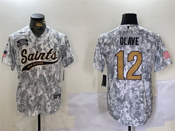 New Orleans Saints #12 Chris Olave 2024 Arctic Camo Salute To Service Stitched Jersey