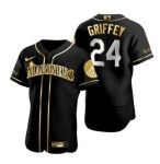 Seattle Mariners #24 Ken Griffey Jr. Black Golden Flex Base Stitched Jersey