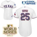 Rangers #25 Mike Napoli White Cool Base 2011 World Series Patch Stitched Jersey