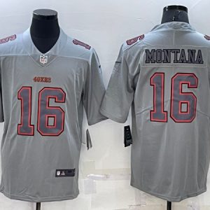 San Francisco 49ers #16 Joe Montana Gray Atmosphere Fashion Stitched Jersey