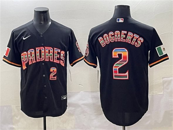 San Diego Padres #2 Xander Bogaerts Black Mexico Cool Base Stitched Jersey