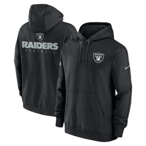 Las Vegas Raiders Black Sideline Club Fleece Pullover Hoodie