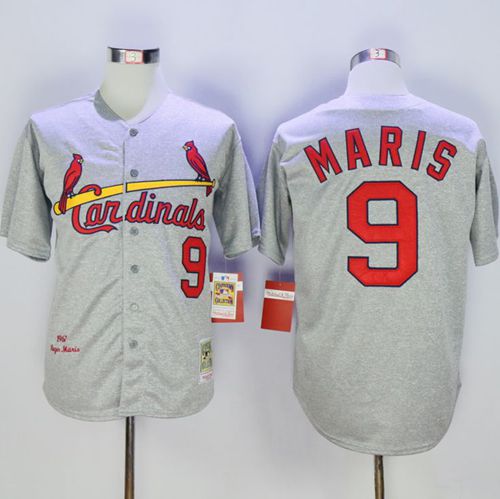 Mitchell And Ness 1967 Cardinals #9 Roger Maris Grey Throwback Stitched Jersey