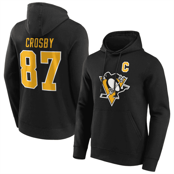 Pittsburgh Penguins #87 Sidney Crosby Black Pullover Hoodie