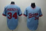 Mitchelland Ness Twins #34 Kirby Puckett Stitched Light Blue Throwback Jersey