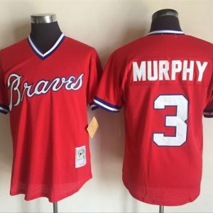 Atlanta Braves #3 Dale Murphy Mitchell And Ness Red 1980 Throwback Stitched Jersey