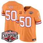 Tampa Bay Buccaneers #50 Vita Vea Orange 2024 F.U.S.E. NFC South Division Champions With 3-Star C Patch Limited Stitched Jersey