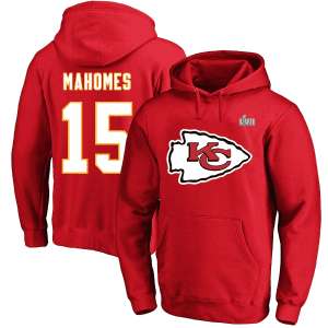Kansas City Chiefs #15 Patrick Mahomes Red Super Bowl LVII Big Tall Name Number Pullover Hoodie