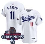 Los Angeles Dodgers #11 Roki Sasaki White 2024 World Series Champions Home Limited Stitched Jersey