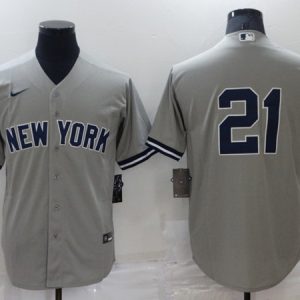 New York Yankees #21 Paul O'Neill Grey Stitched Baseball Jersey