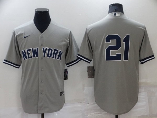 New York Yankees #21 Paul O'Neill Grey Stitched Baseball Jersey