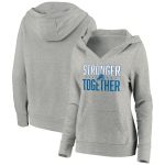 Detroit Lions Heather Gray Stronger Together Crossover Neck Pullover Hoodie(Run Small)