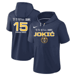 Denver Nuggets #15 Nikola Jokic Navy Performance Short Sleeve Pullover Hoodie