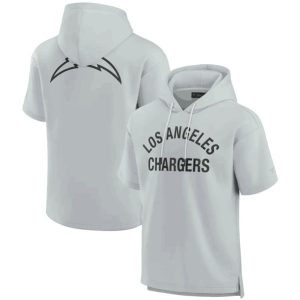 Los Angeles Chargers Gray Super Soft Fleece Short Sleeve Hoodie