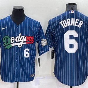 Los Angeles Dodgers #6 Trea Turner Navy Mexico World Series Cool Base Stitched Baseball Jersey