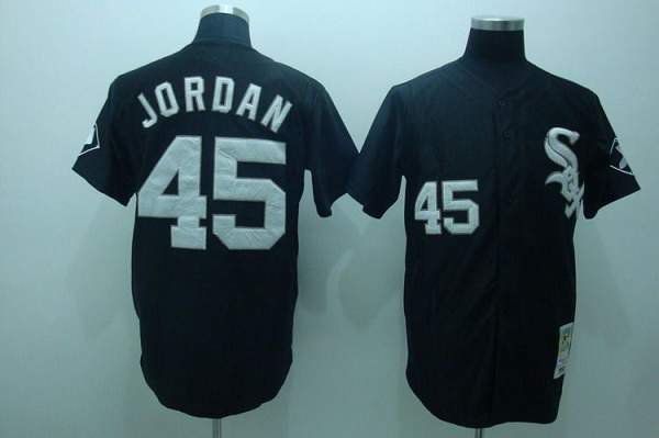 Mitchell And Ness White Sox #45 Michael Jordan Stitched Black Throwback Jersey