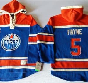 Oilers #5 Mark Fayne Light Blue Sawyer Hooded Sweatshirt Stitched Jersey