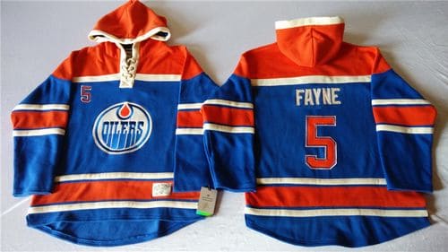 Oilers #5 Mark Fayne Light Blue Sawyer Hooded Sweatshirt Stitched Jersey