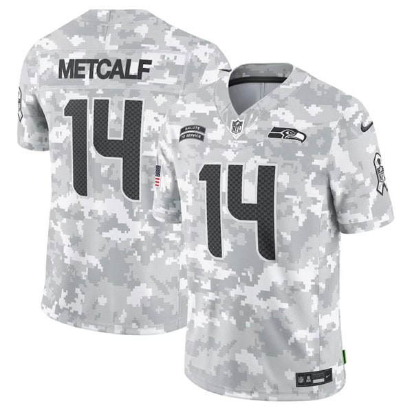Seattle Seahawks #14 DK Metcalf Arctic Camo 2024 F.U.S.E. Salute To Service Limited Stitched Jersey