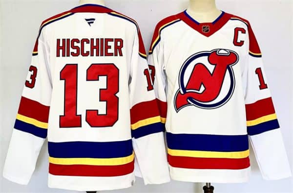 New Jersey Devils #13 Nico Hischier White 2024-25 With C Patch Stitched Jersey